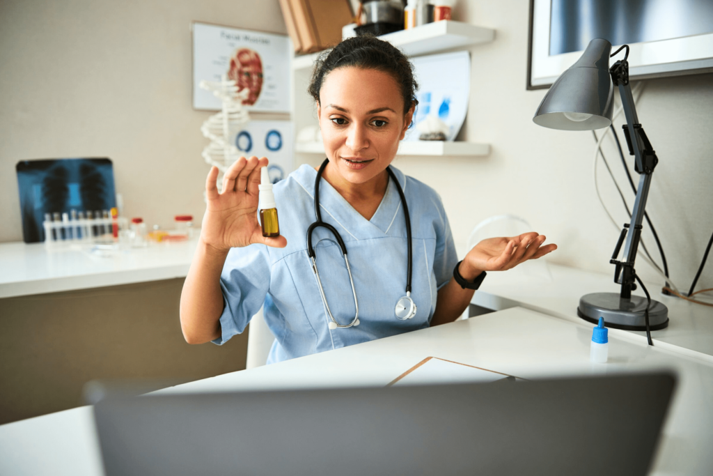 A doctor on a video chat