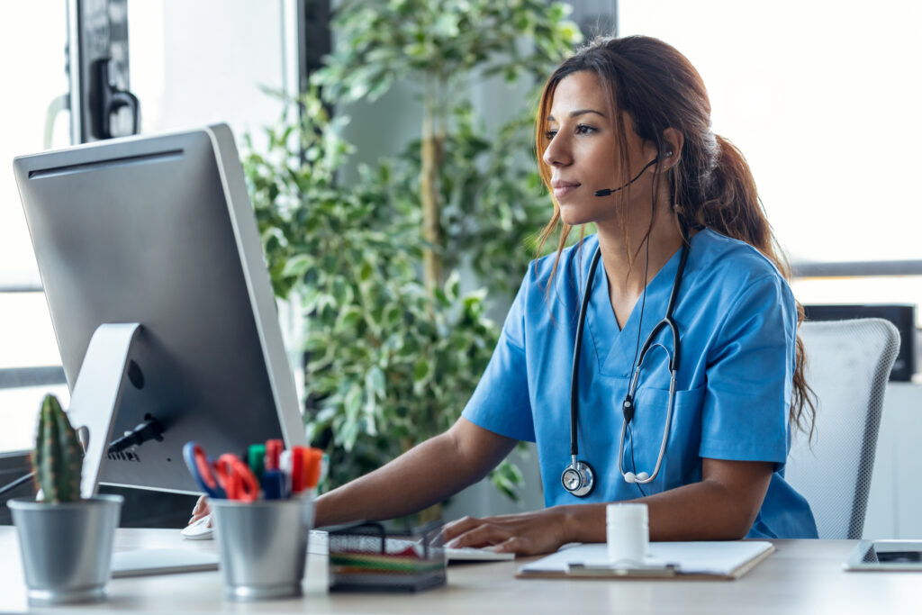 A doctor talking on the phone